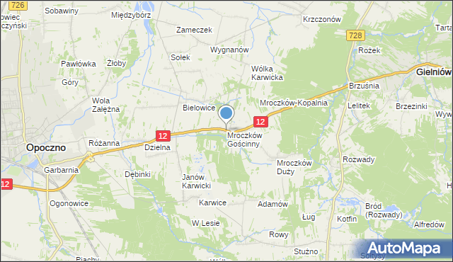 mapa Mroczków Gościnny, Mroczków Gościnny na mapie Targeo